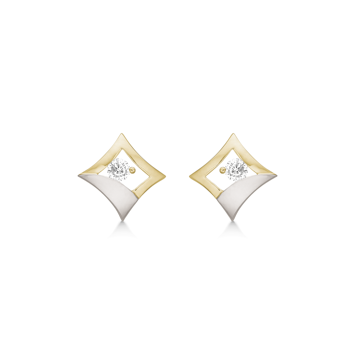 Støvring Design 8kt Guld og Hvidgulds Ørestik med Zirkonia 60237042