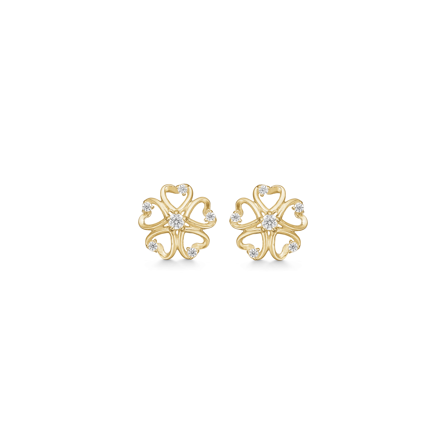 Støvring Design 8kt Guld ørestik i blomst med zirkonia 60242048