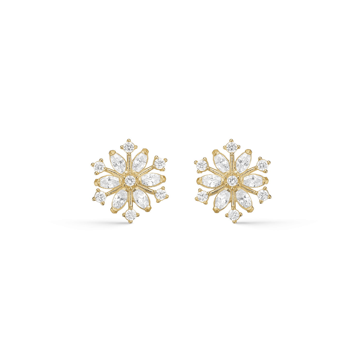 Støvring Design 8kt Guld Snefnug Ørestik med Zirkonia 60242049