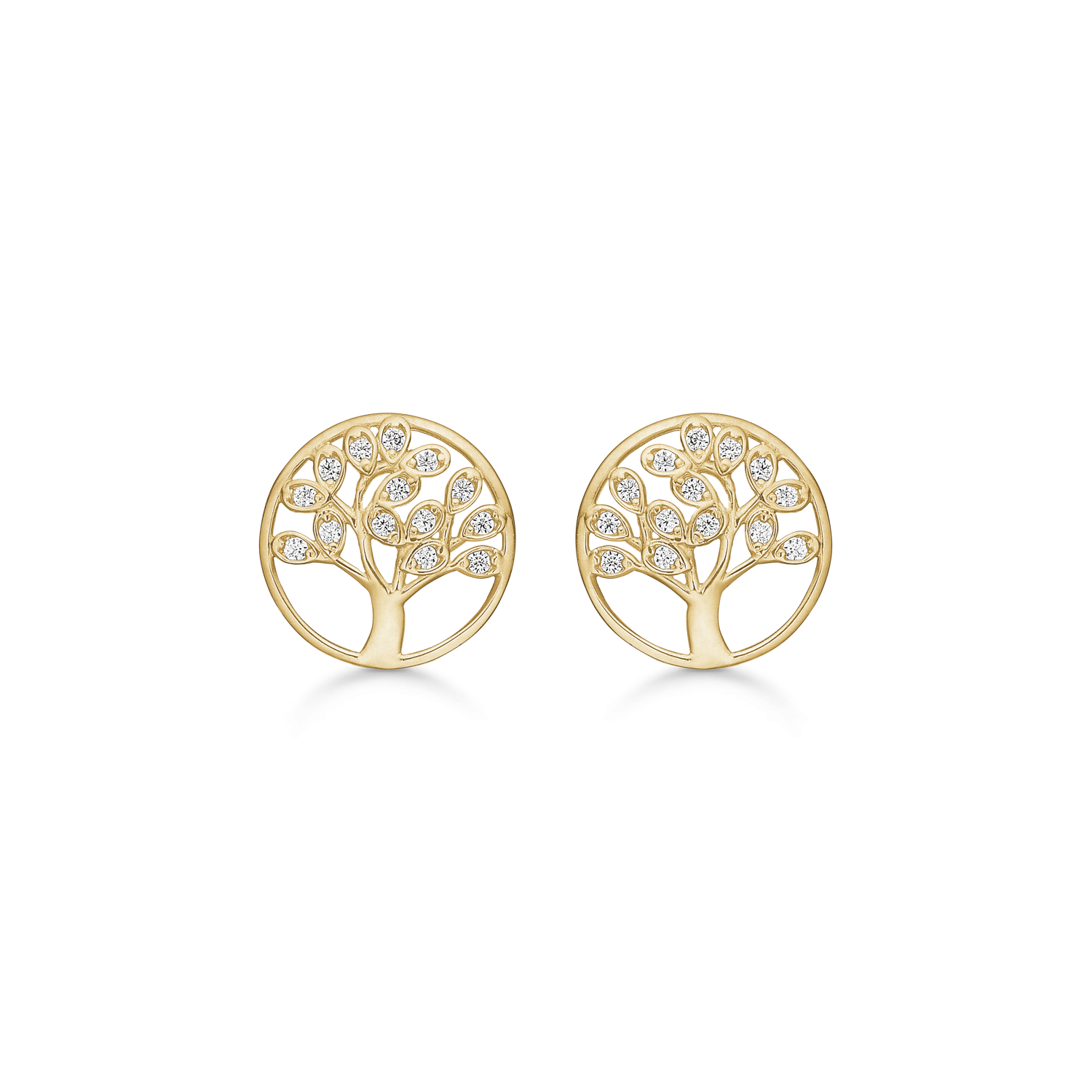 Støvring Design 8kt Guld Livets Træ Ørestik med Zirkonia 60242773