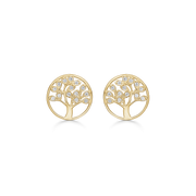 Støvring Design 8kt Guld Livets Træ Ørestik med Zirkonia 60242773