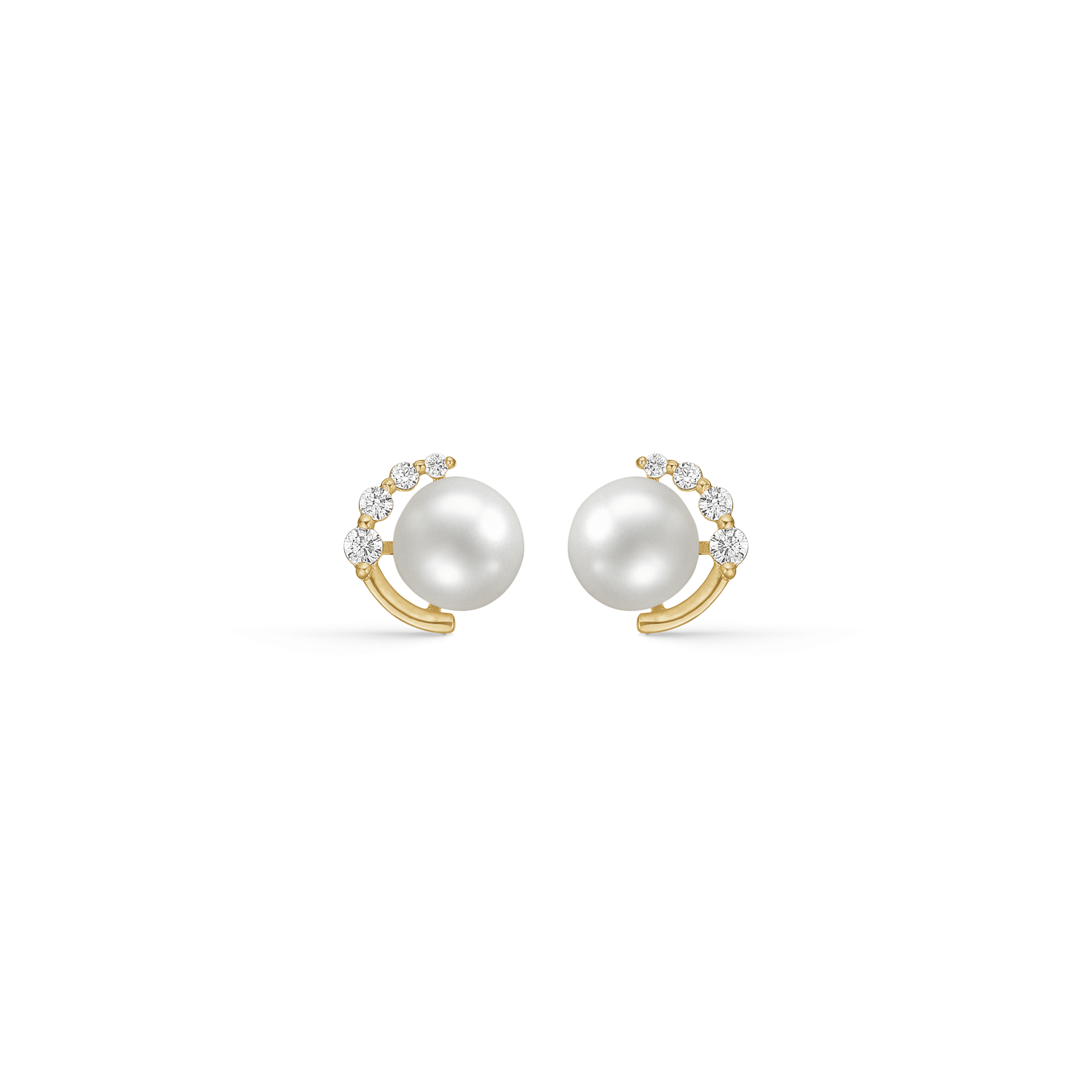 Støvring Design 8kt Guld Ørestik med Ferskvandsperle og Zirkonia 60242783