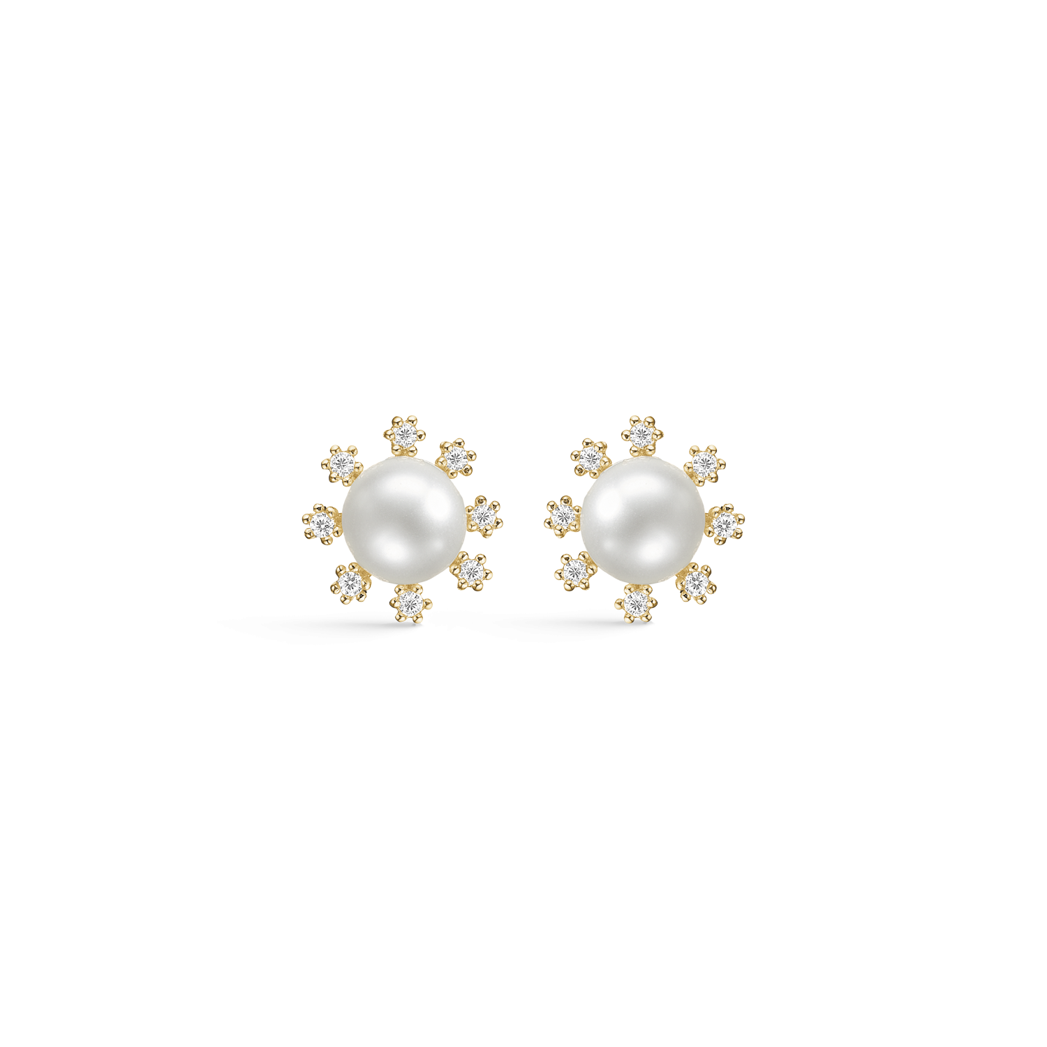Støvring Design 14kt Guld Ørestik med Ferskvandsperle og Zirkonia 60242785
