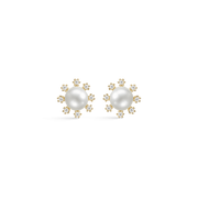 Støvring Design 14kt Guld Ørestik med Ferskvandsperle og Zirkonia 60242785