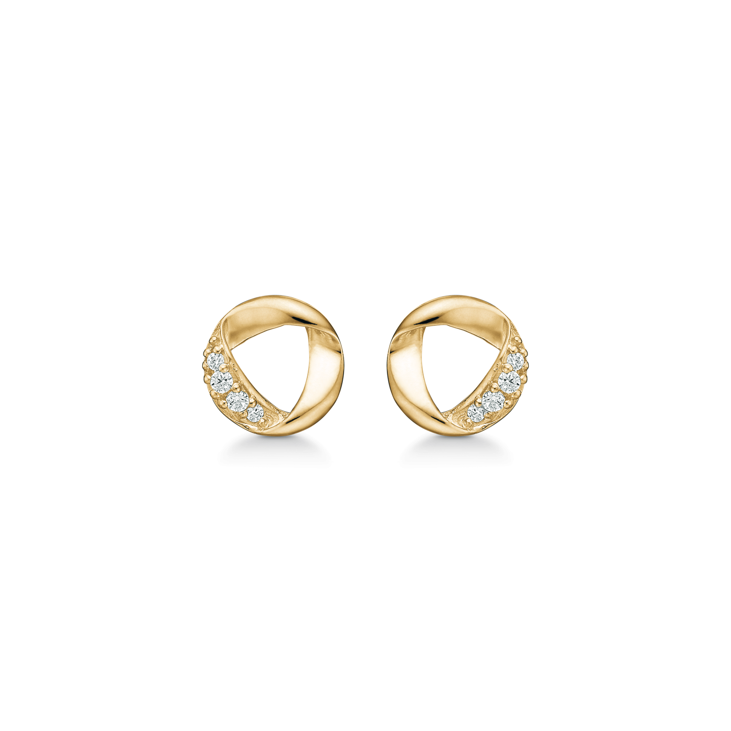 Støvring Design 8kt Guld Ørestik med Snoet Cirkel og Zirkonia 60242806