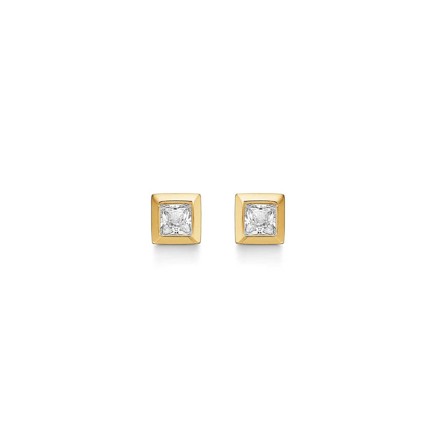 Støvring Design 8kt Guld Firkantet Ørestik med Zirkonia 60251012