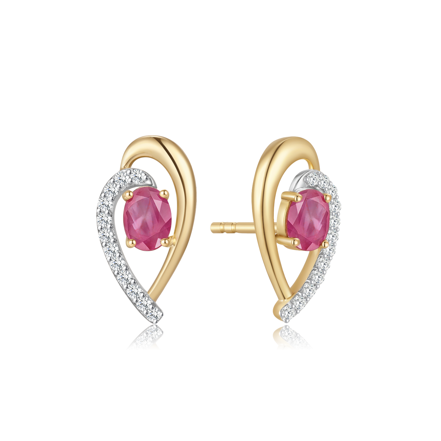 Støvring Design 8kt Guld dråbeformet ørestik med Rubin og Zirkonia 60257050