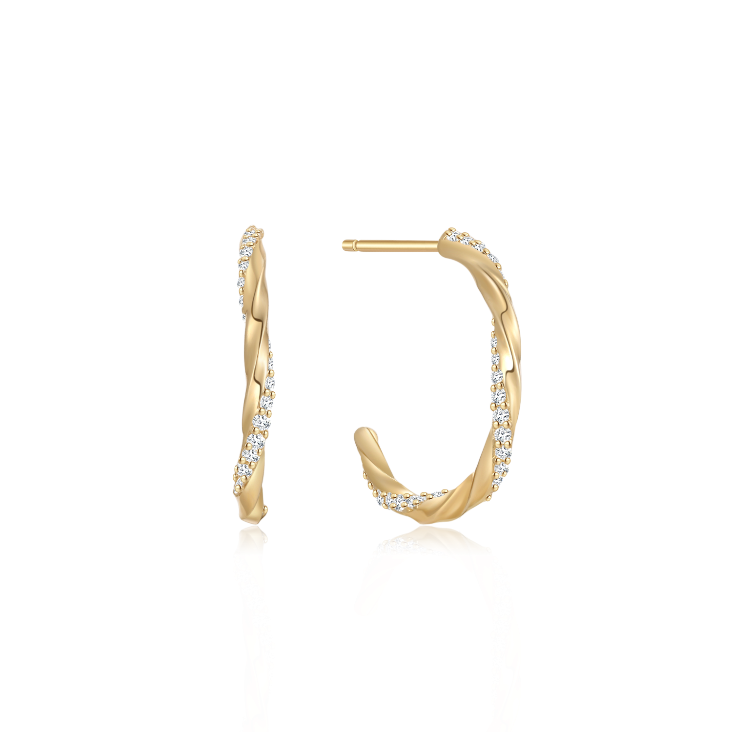 Støvring Design 8kt guld halv creol med zirkonia i snoet design 60342964
