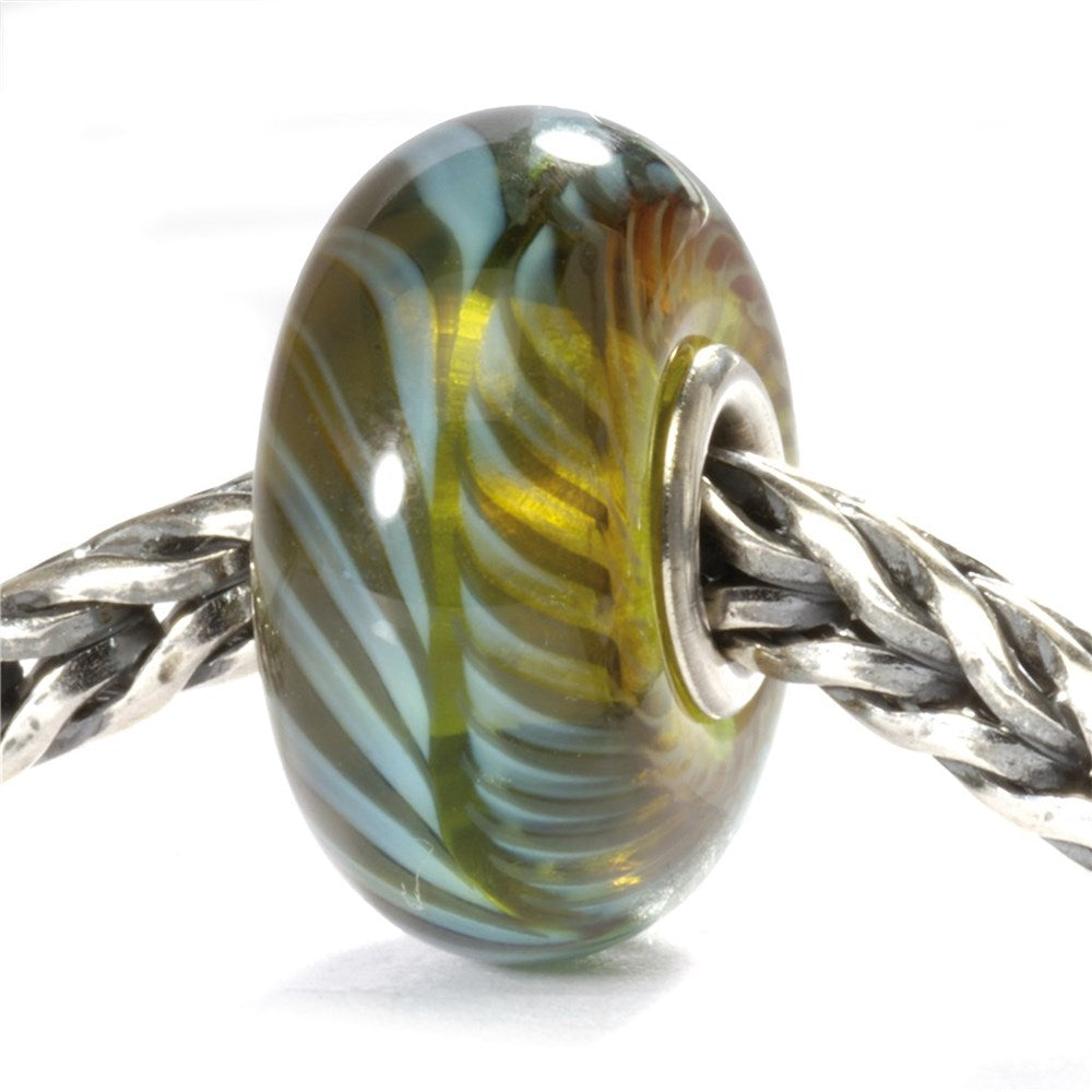 Trollbeads/Troldekugler Blågrøn fjer kugle TGLBE-10048