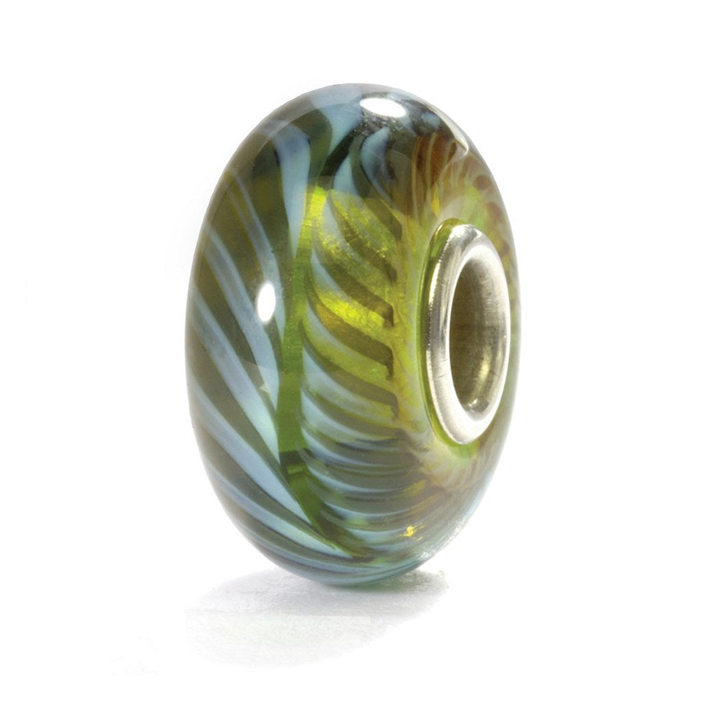 Trollbeads/Troldekugler Blågrøn fjer kugle TGLBE-10048