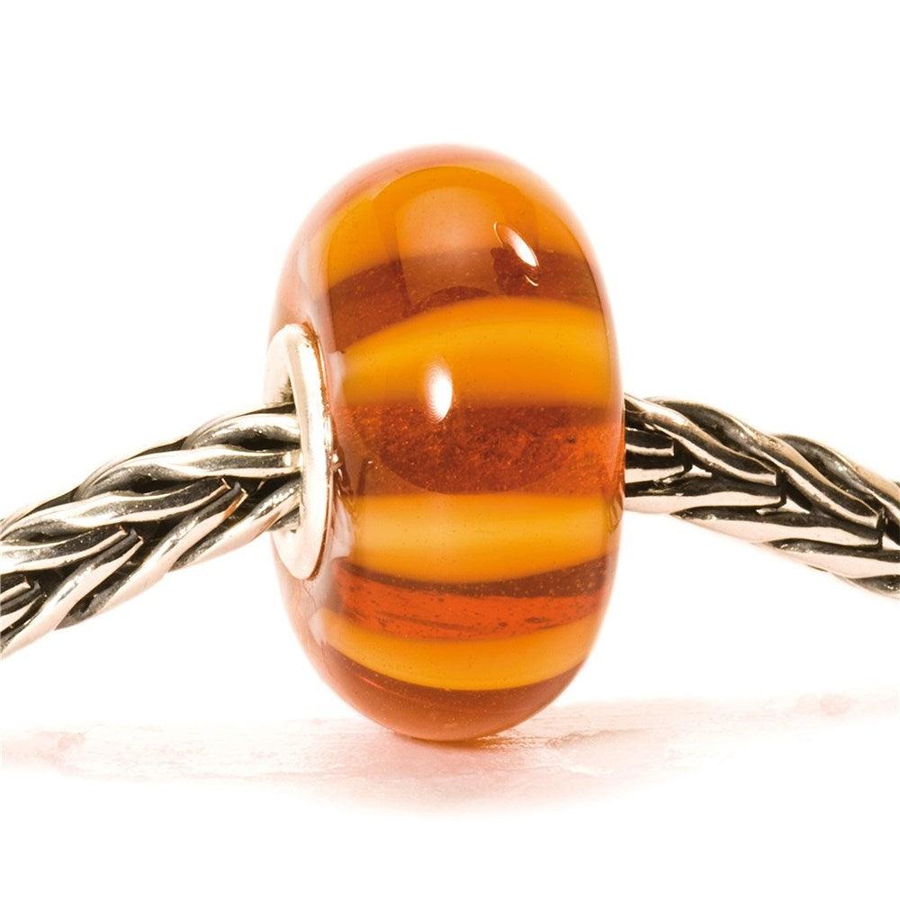 Trollbeads/Troldekugler Brun stribe kugle TGLBE-10051
