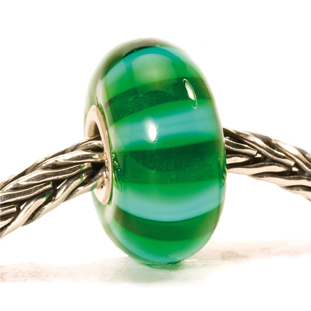Trollbeads/Troldekugler Grøn stribe kugle TGLBE-10053
