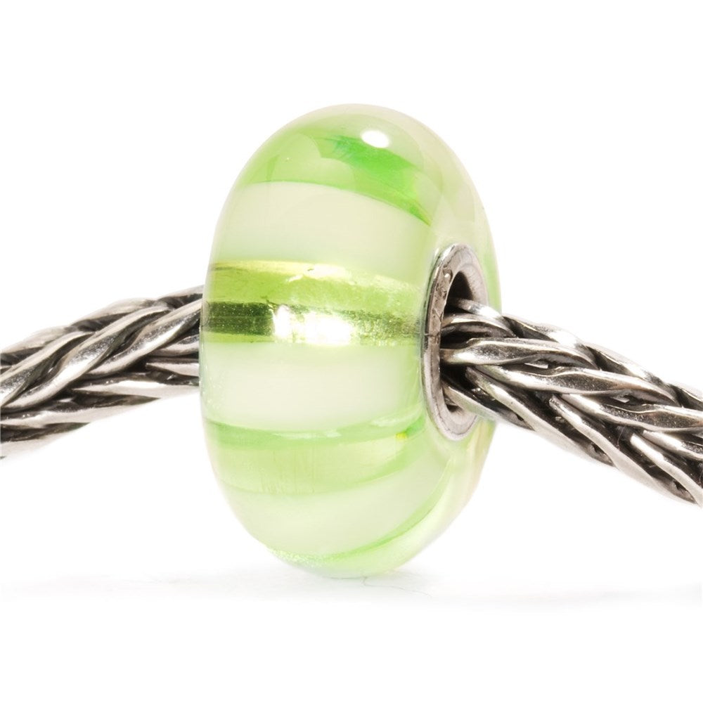 Trollbeads/Troldekugler Lysegrøn stribe kugle TGLBE-10246