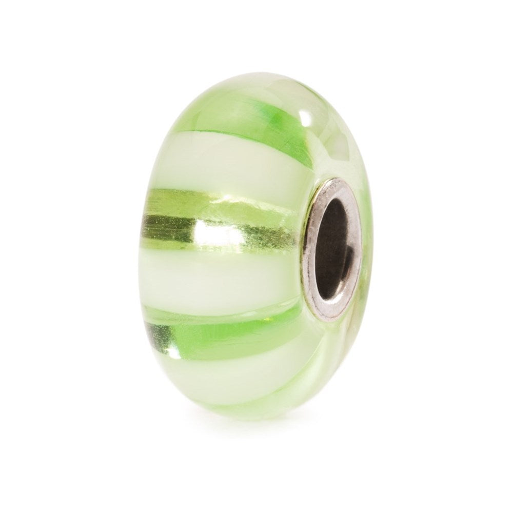 Trollbeads/Troldekugler Lysegrøn stribe kugle TGLBE-10246