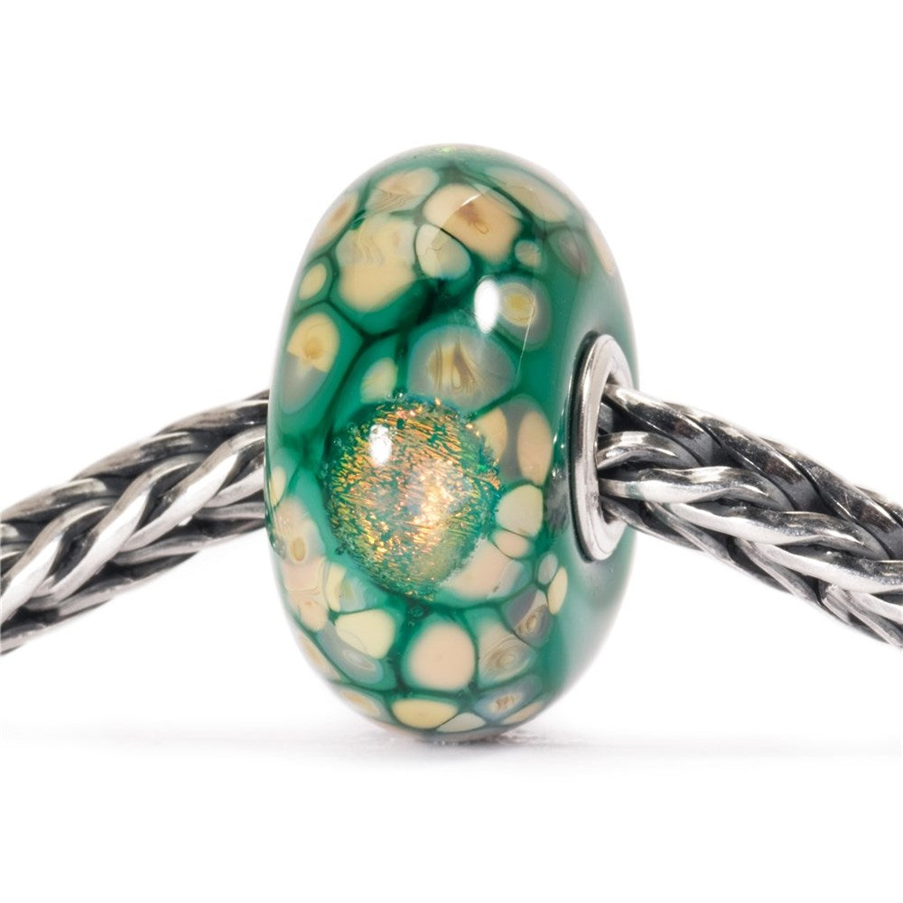 Trollbeads/Troldekugler Grøn blomstermosaik kugle TGLBE-20056