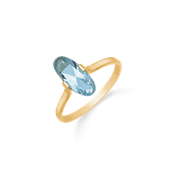 Støvring Design 8kt Guld Ring med Oval Blå Topas 62165006