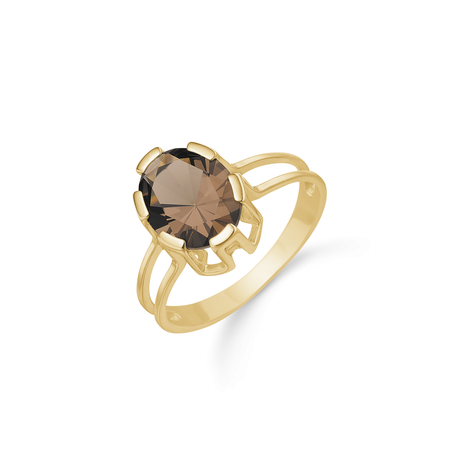 Støvring Design 8kt Guld Ring med Oval Røgkvarts 62165007