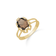 Støvring Design 8kt Guld Ring med Oval Røgkvarts 62165007