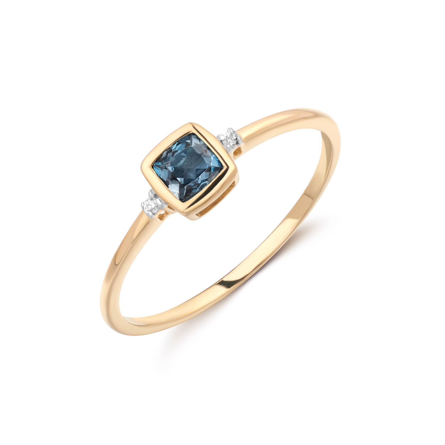 Støvring Design 8kt Guld ring med blå topas og zirkonia 62205083