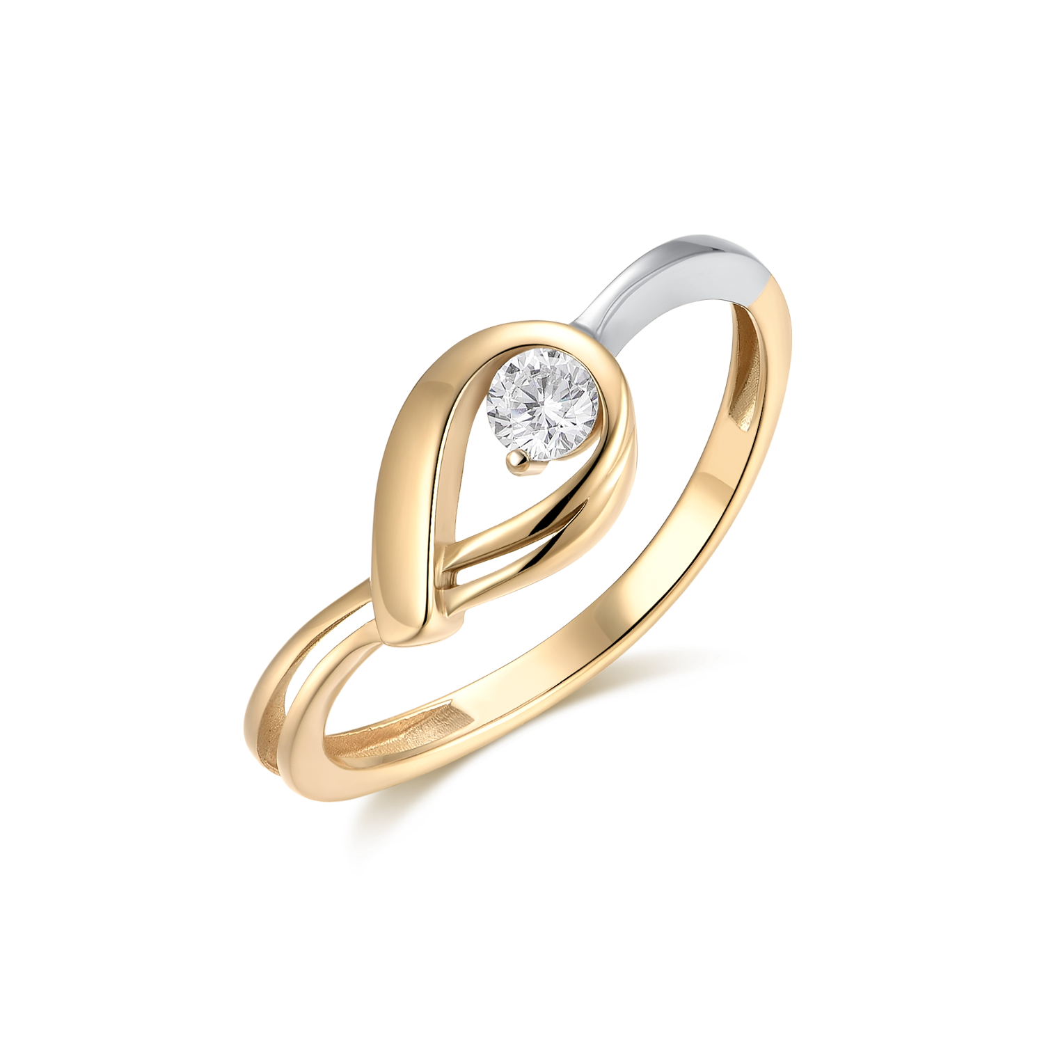 Støvring Design ring med dråbeformet design i 2 farvet 8kt guld 62237090