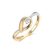 Støvring Design ring med dråbeformet design i 2 farvet 8kt guld 62237090