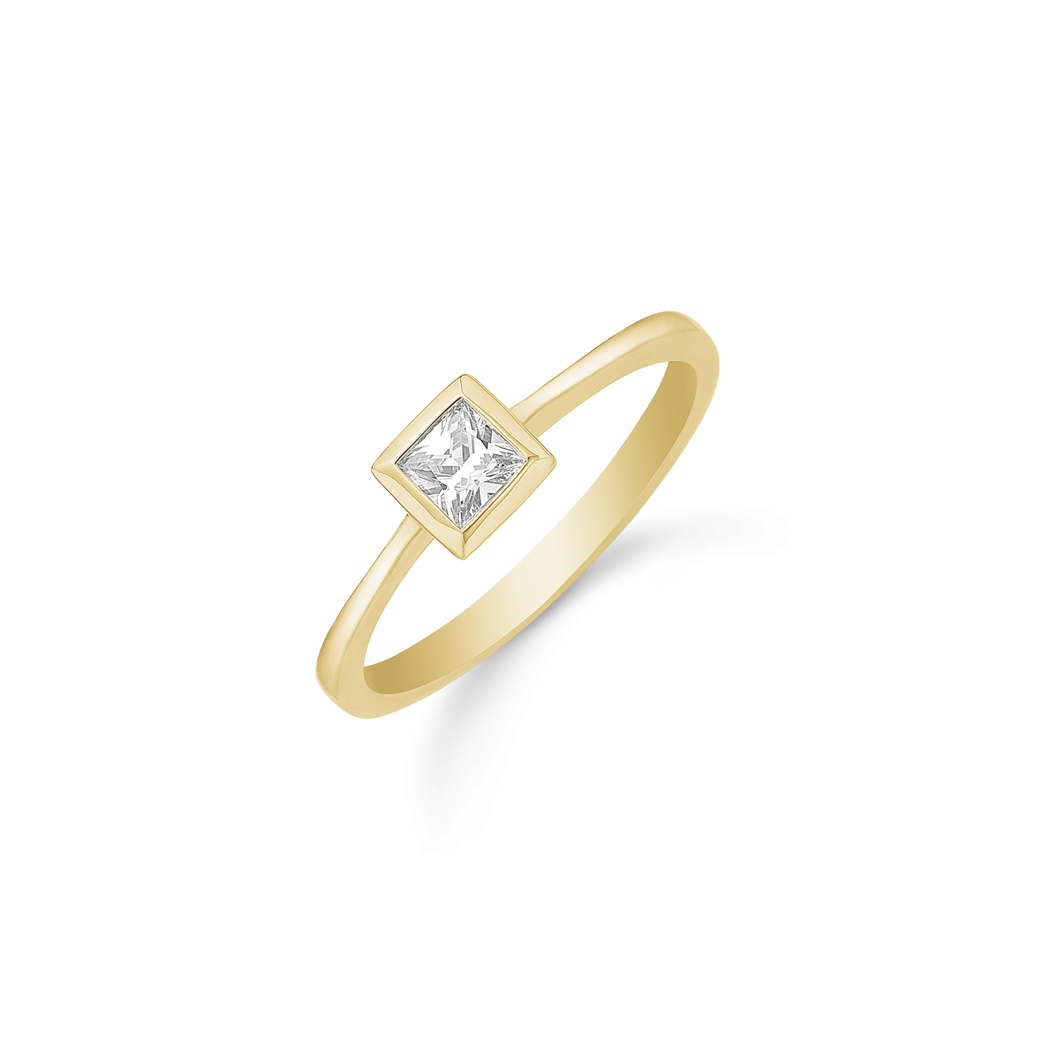 Støvring Design 8kt Guld Ring med Firkantet Zirkonia 62251012