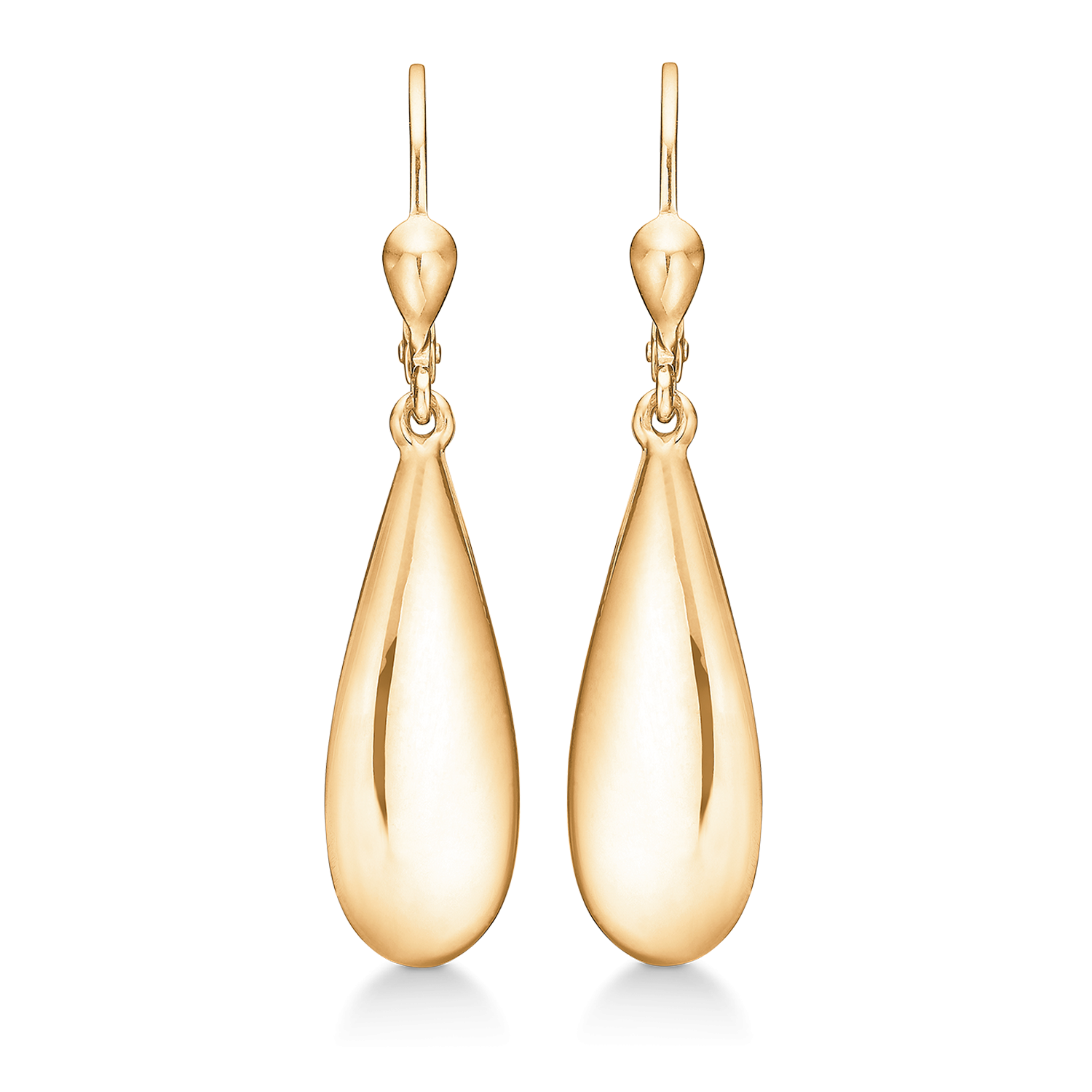 Støvring Design 8kt Guld Ørehæng med flad aflang Dråbe 63166090