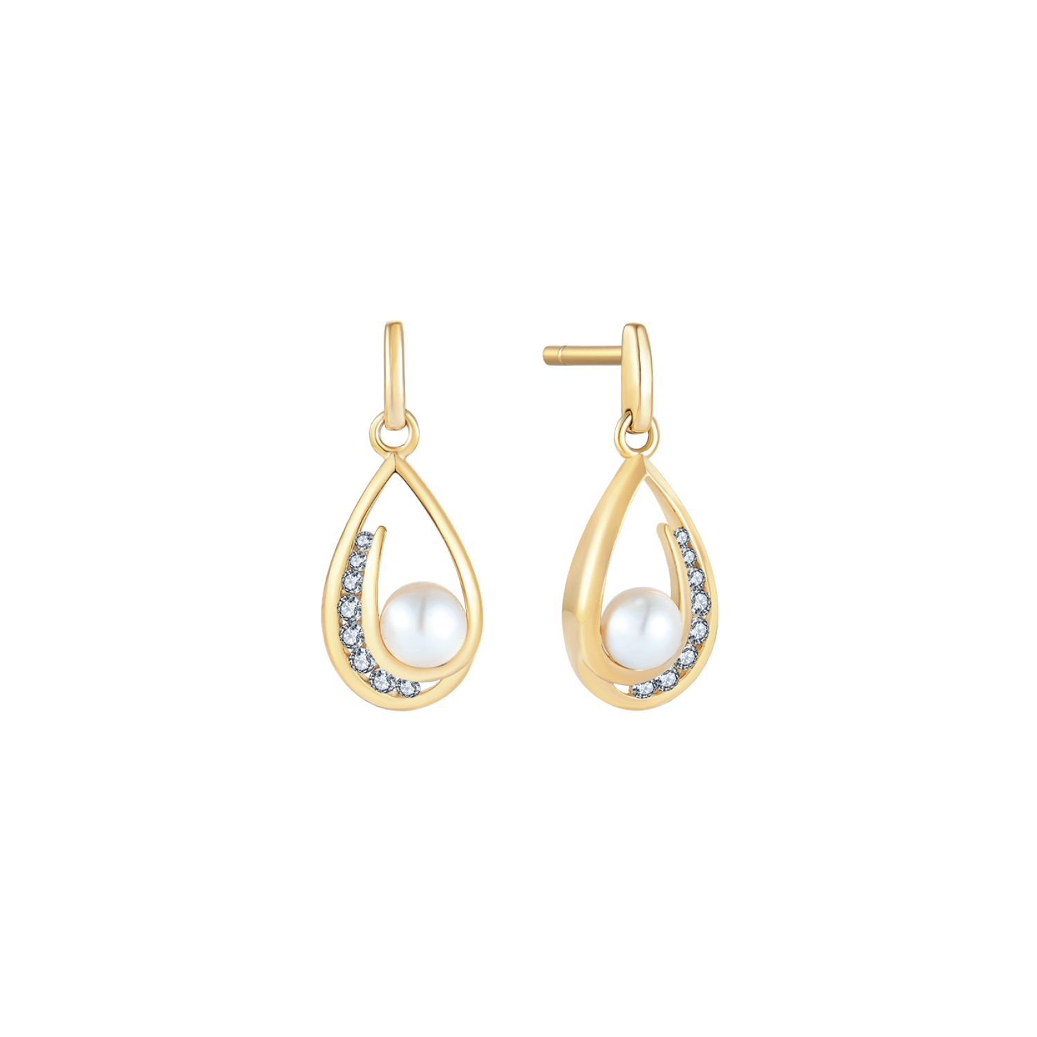 Støvring Design 8kt Guld Ørehæng med Ferskvandsperle og Zirkonia 63237082