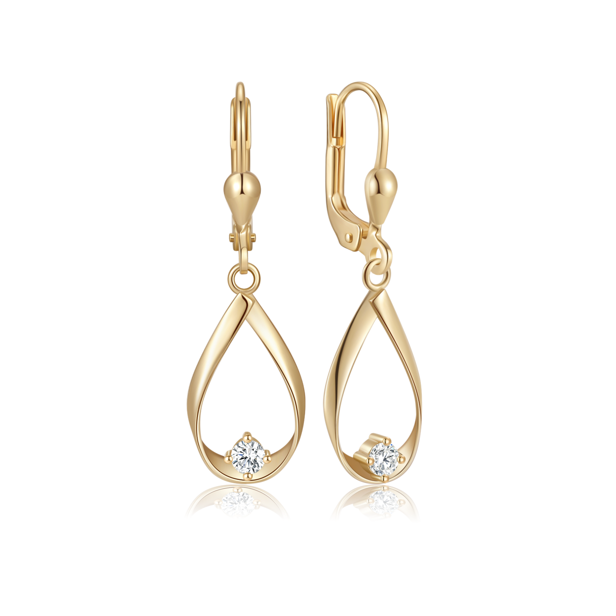 Støvring Design 8kt Guld dråbeformet ørehæng med zirkonia 63258962
