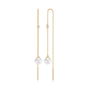 Støvring Design 8kt Guld Ørekæde med Perle og zirkonia 63342976