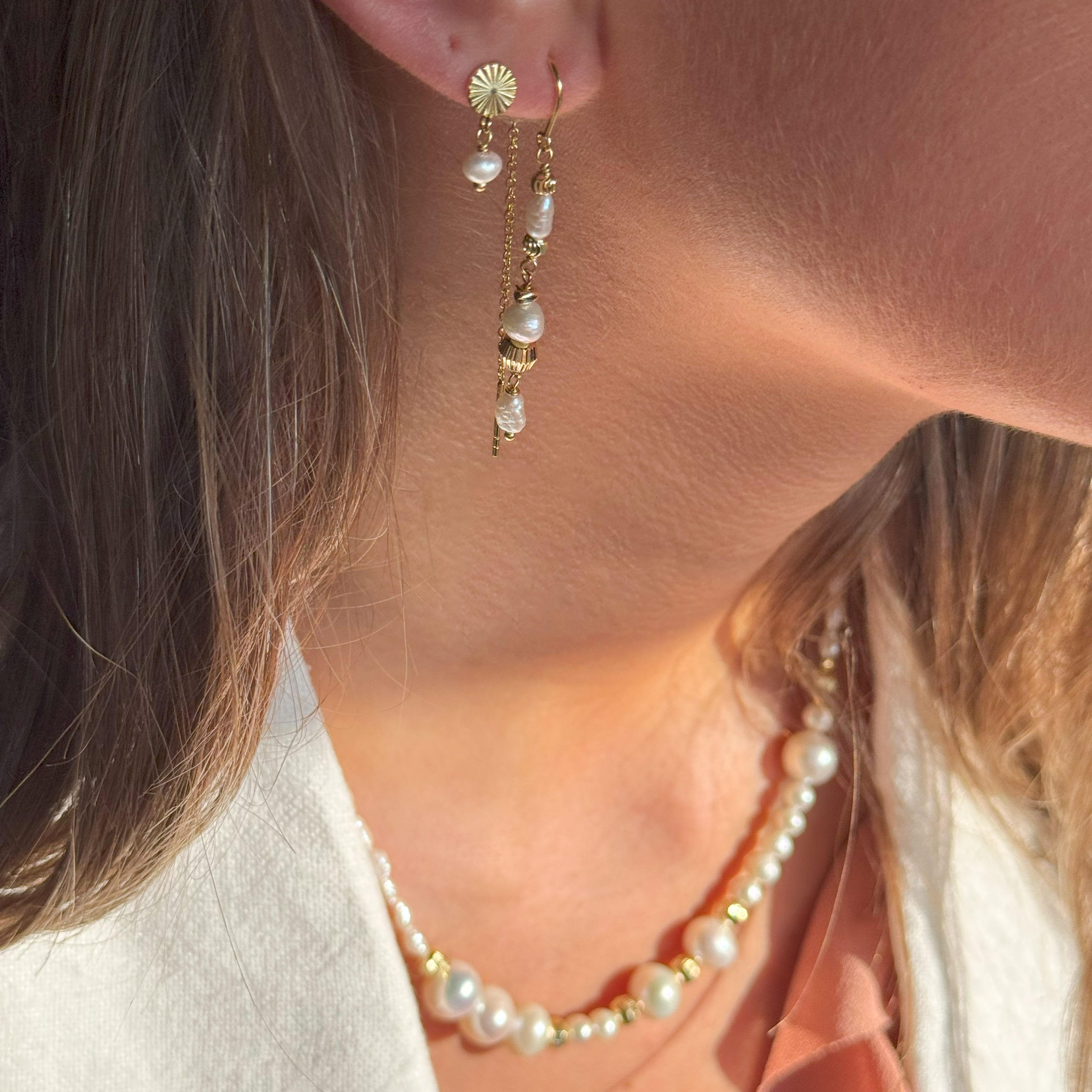 Aqua Dulce Line Pearl Øretråd