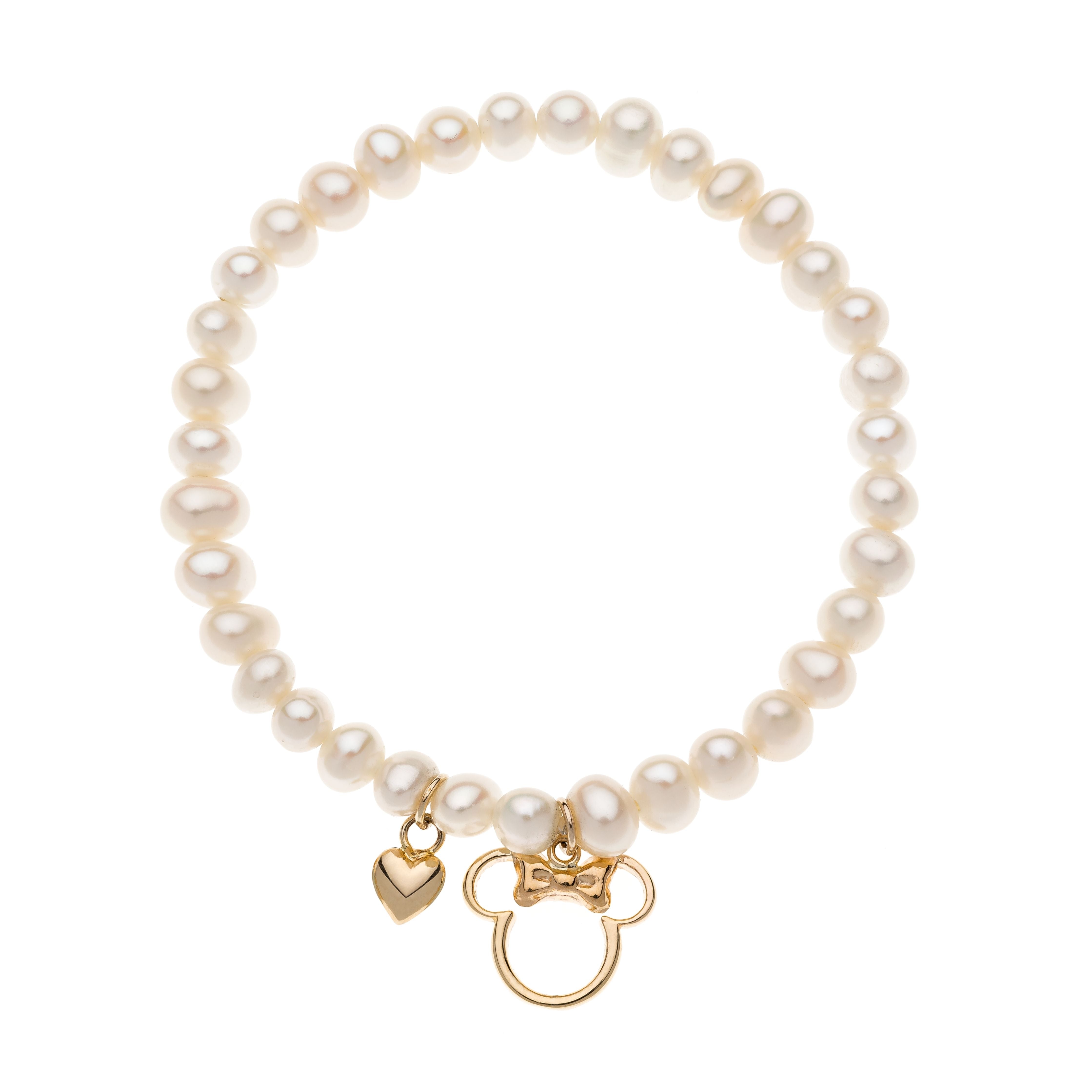 Disney Minni Mouse Armbånd med Perler og 9kt Guld Charms 65333011