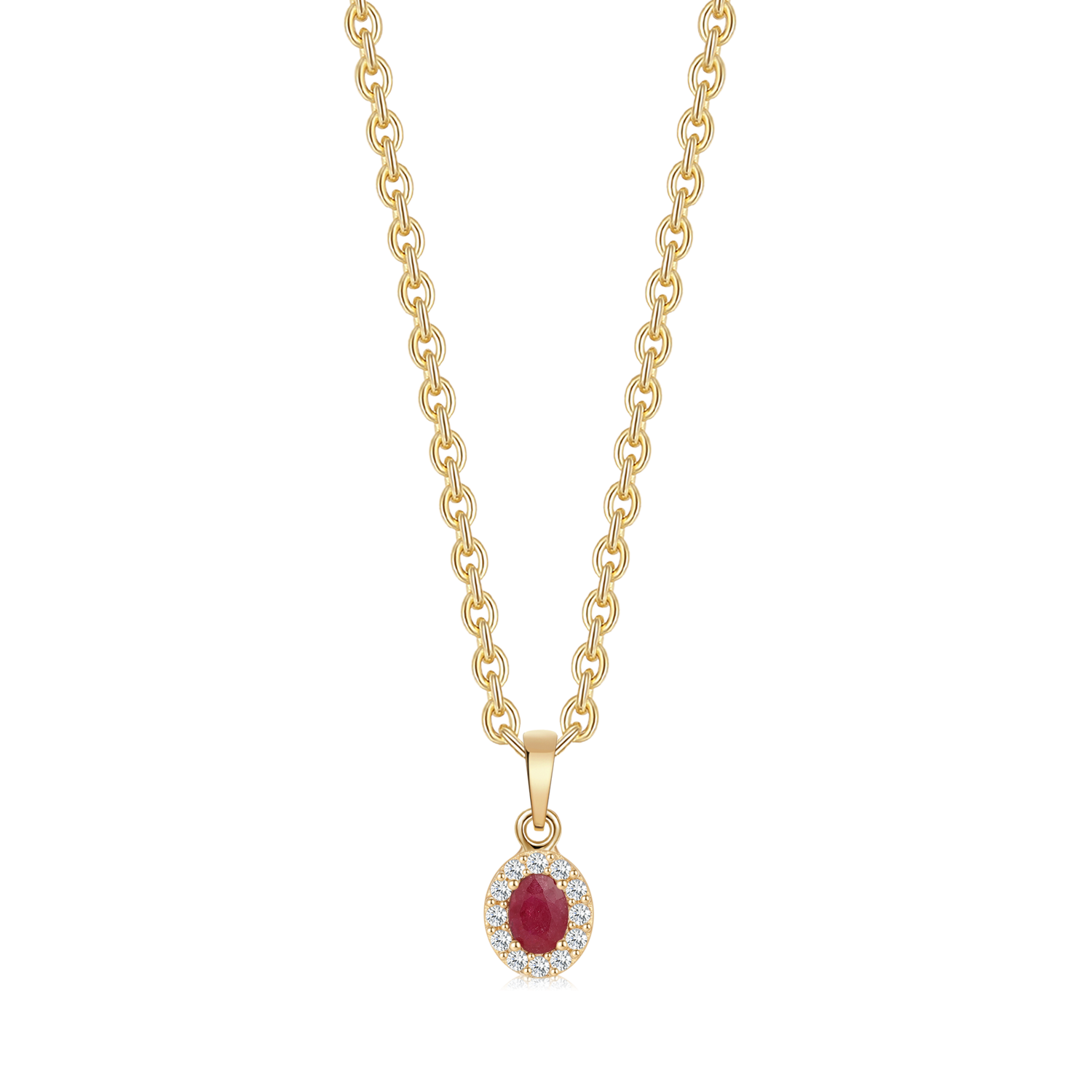 Støvring Design 8kt Guld Vedhæng med Rubin, Forgyldt kæde 66117024