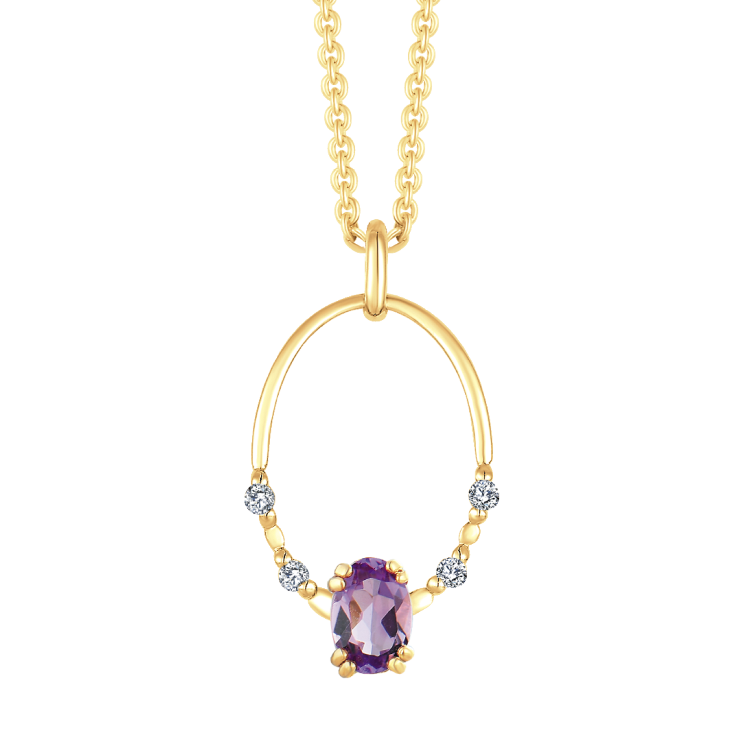 Støvring Design 8kt Guld Cirkel Vedhæng med Ametyst og Zirkonia 66237075