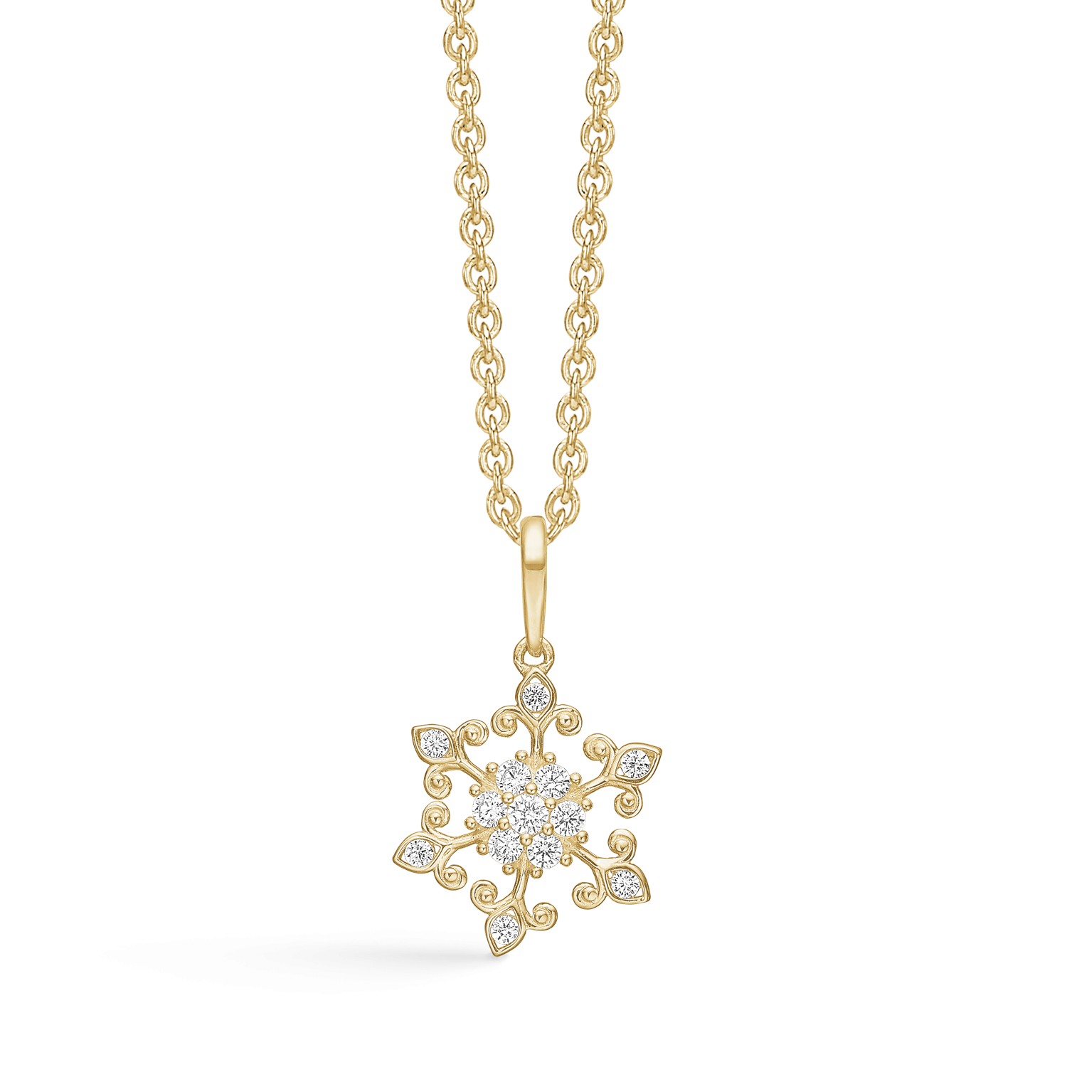Støvring Design 8kt Guld Snefnug Vedhæng med Zirkonia 66242050