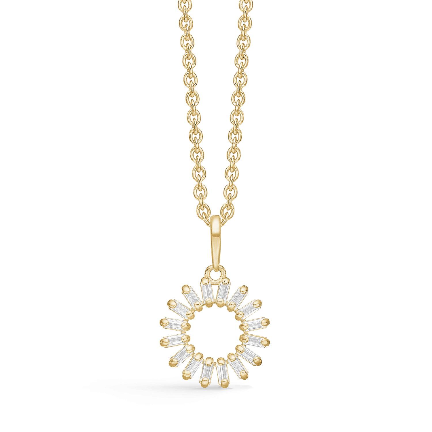 Støvring Design 8kt Guld Vedhæng med Baguette Slebet Zirkonia i Cirkel 66242051