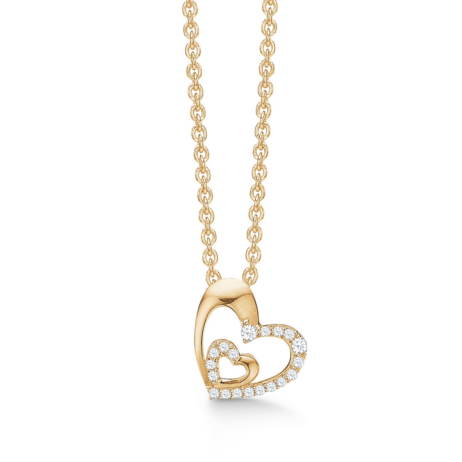 Støvring Design 8kt Guld Vedhæng med Dobbelt Hjerte og Zirkonia 66242975