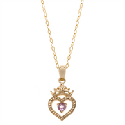 Disney Princess 9kt Guld Vedhæng med Pink Safir Forgyldt Kæde 66333017