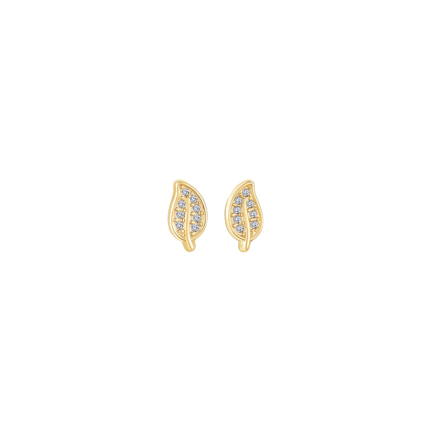 Støvring Design 14kt Guld Blad-formet Ørestikker med Zirkonia 70117689
