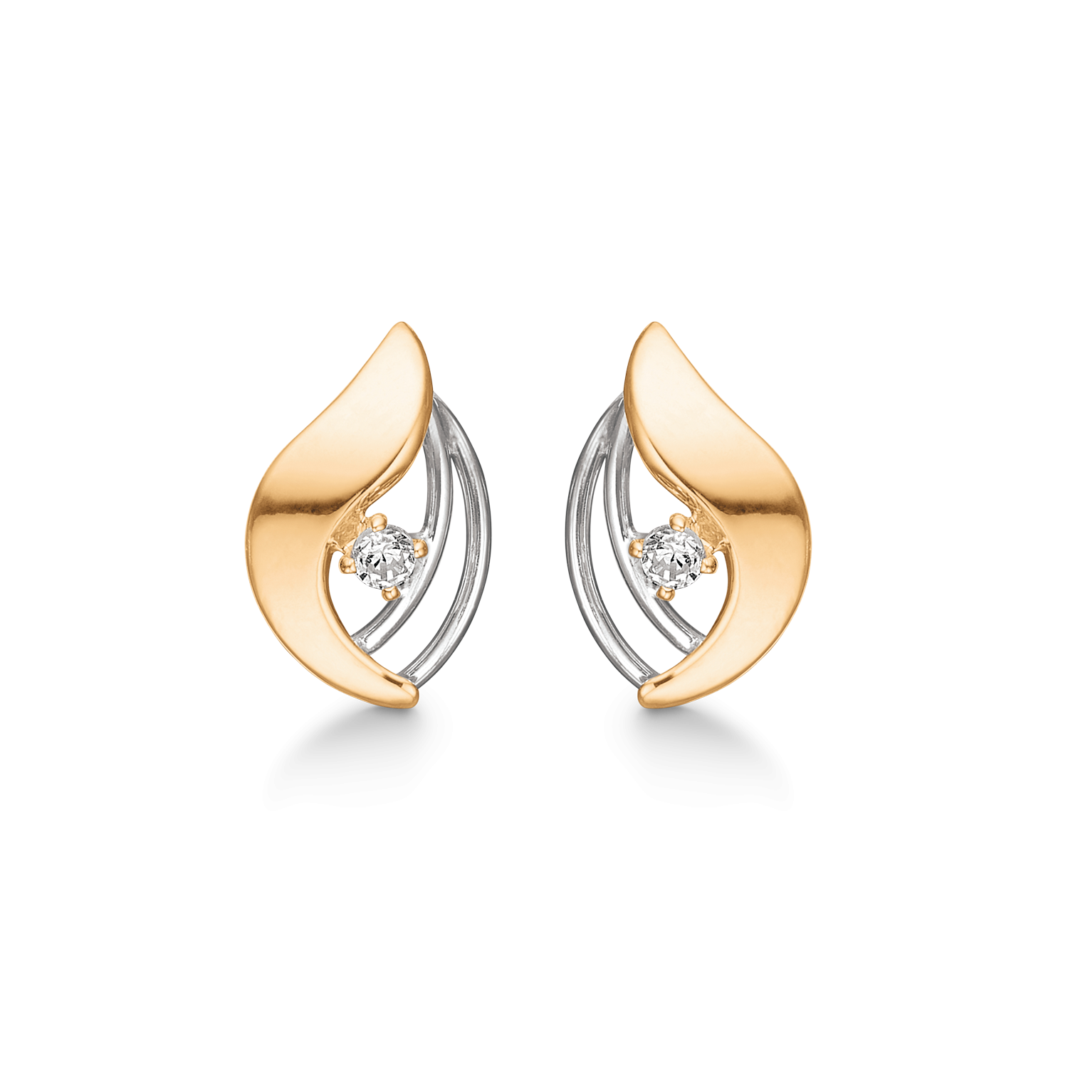 Støvring Design 14kt Guld og Hvidgulds Ørestik med Zirkonia 70117778