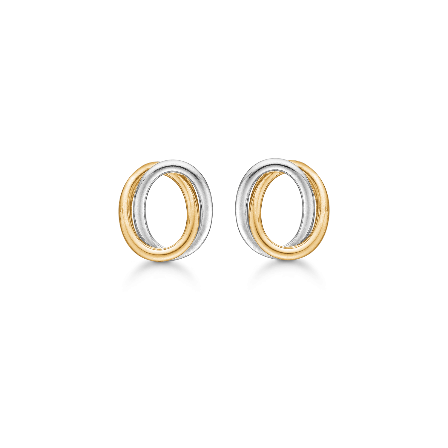 Støvring Design 14kt Guld og Hvidgulds Oval Ørestik 70166964