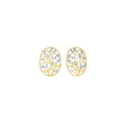 Støvring Design 14kt Guld Oval Livets Træ Ørestik med Brillanter 70205065