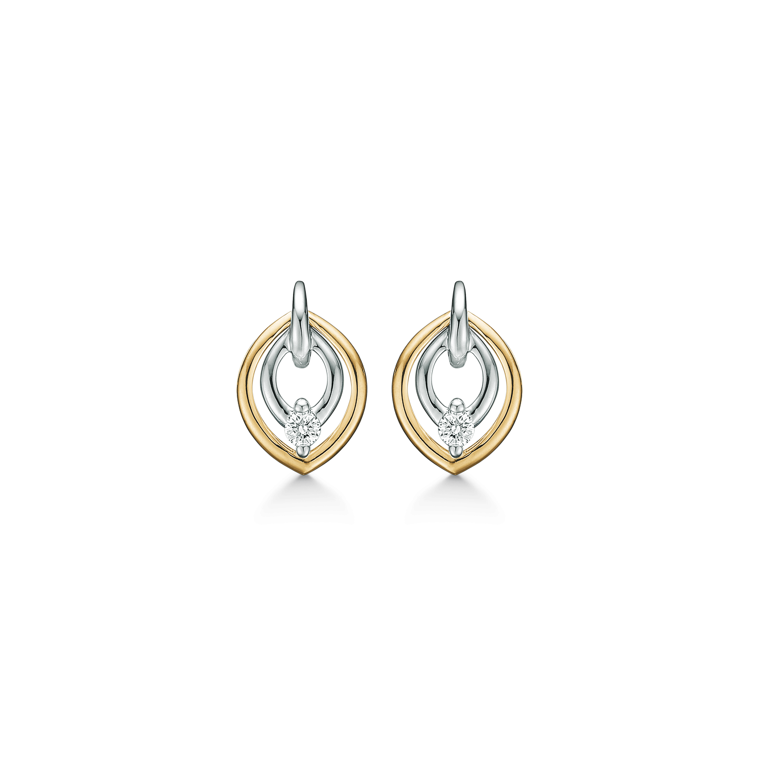 Støvring Design 14kt Guld og Hvidgulds Ørestik med Brillanter 70232020