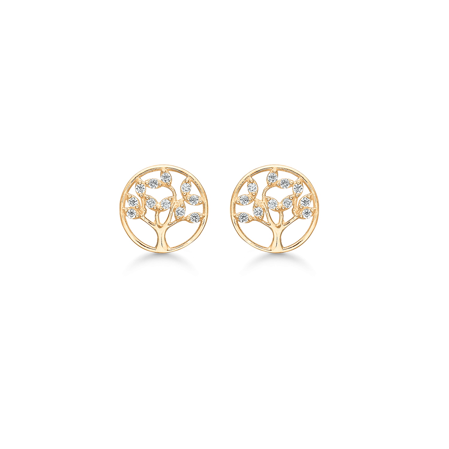 Støvring Design 14kt Guld Ørestik med Livets Træ og Zirkonia 70242022