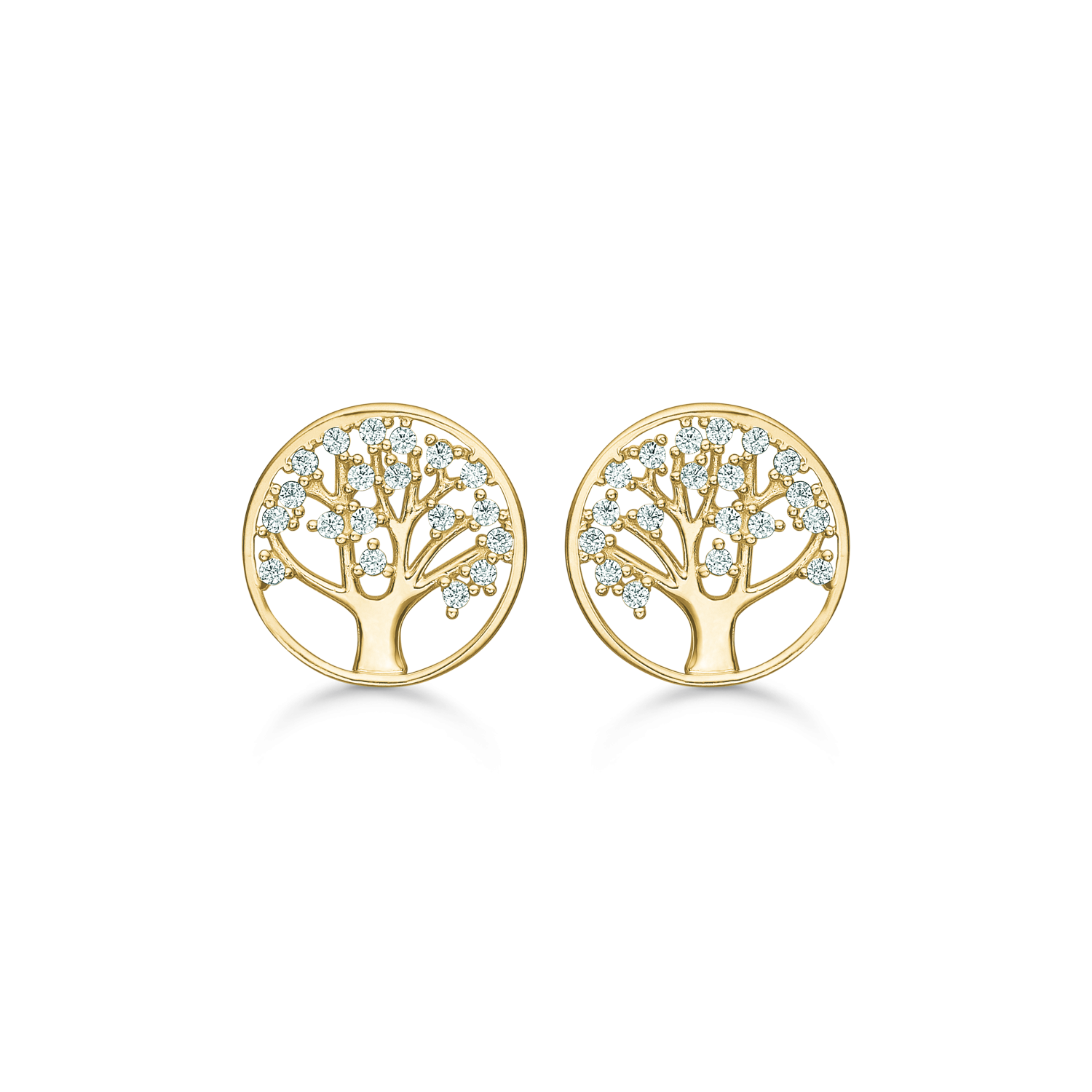 Støvring Design 14kt Guld Ørestik med Livets Træ og Zirkonia 70242044