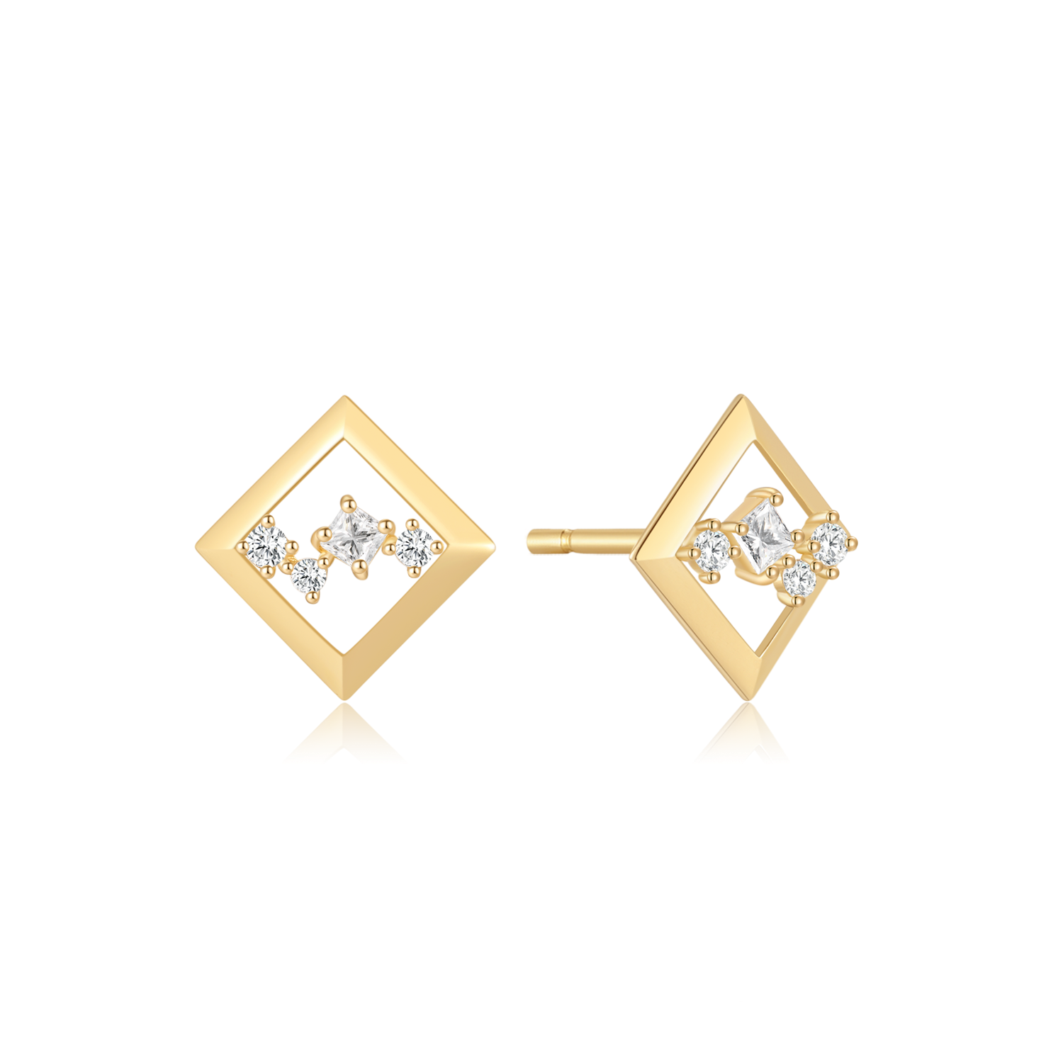 Støvring Design 14kt Firkantet Ørestik med Zirkonia 70242838