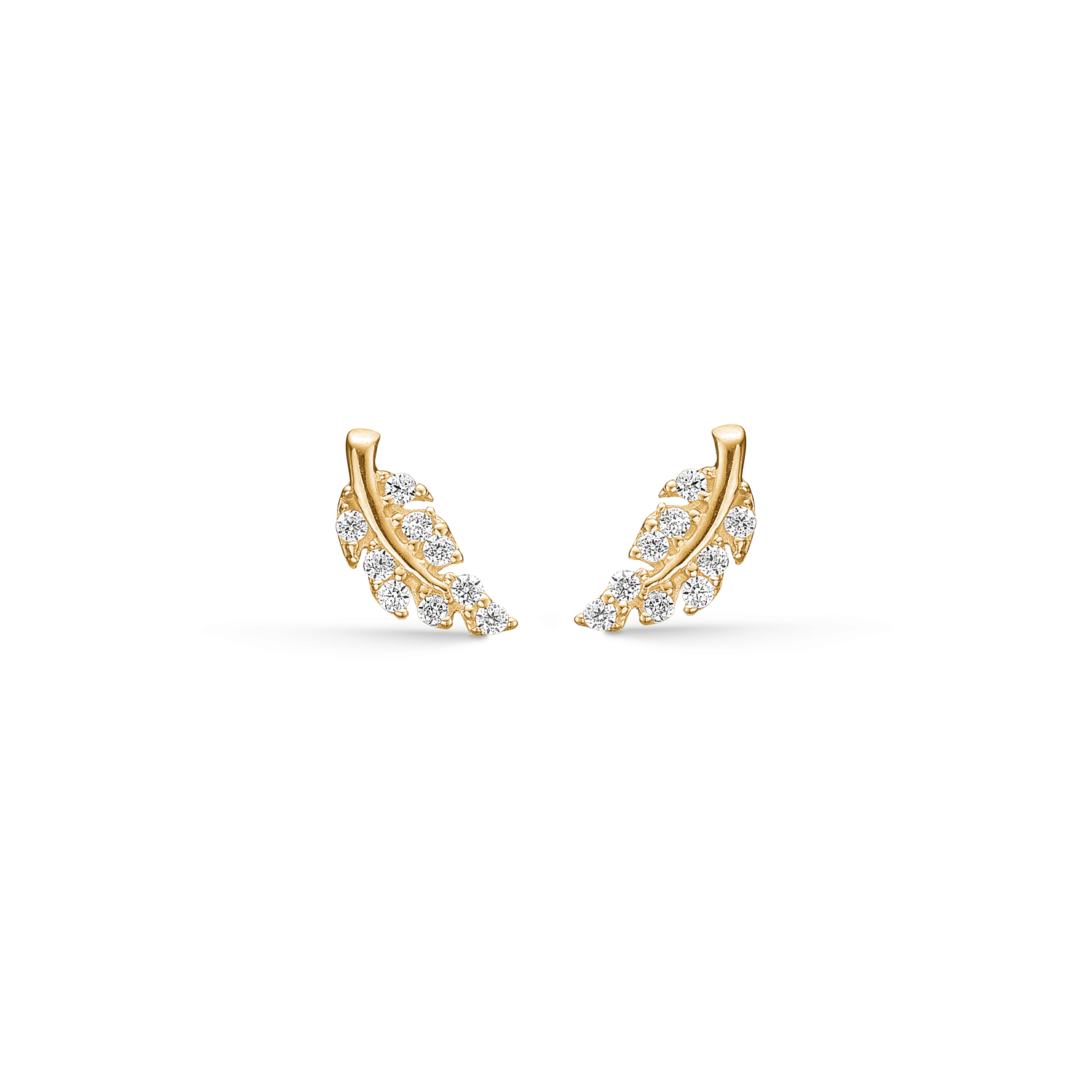 Støvring Design 14kt Guld Blad Ørestik med Zirkonia 70242841