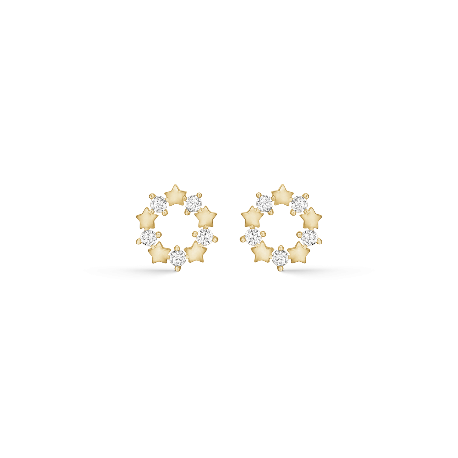 Støvring Design 14kt Guld Cirkel Ærestik med Stjerner og Zirkonia 70242842