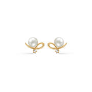 Støvring Design 14kt Guld Ørestik med Ferskvandsperle og Zirkonia 70242843