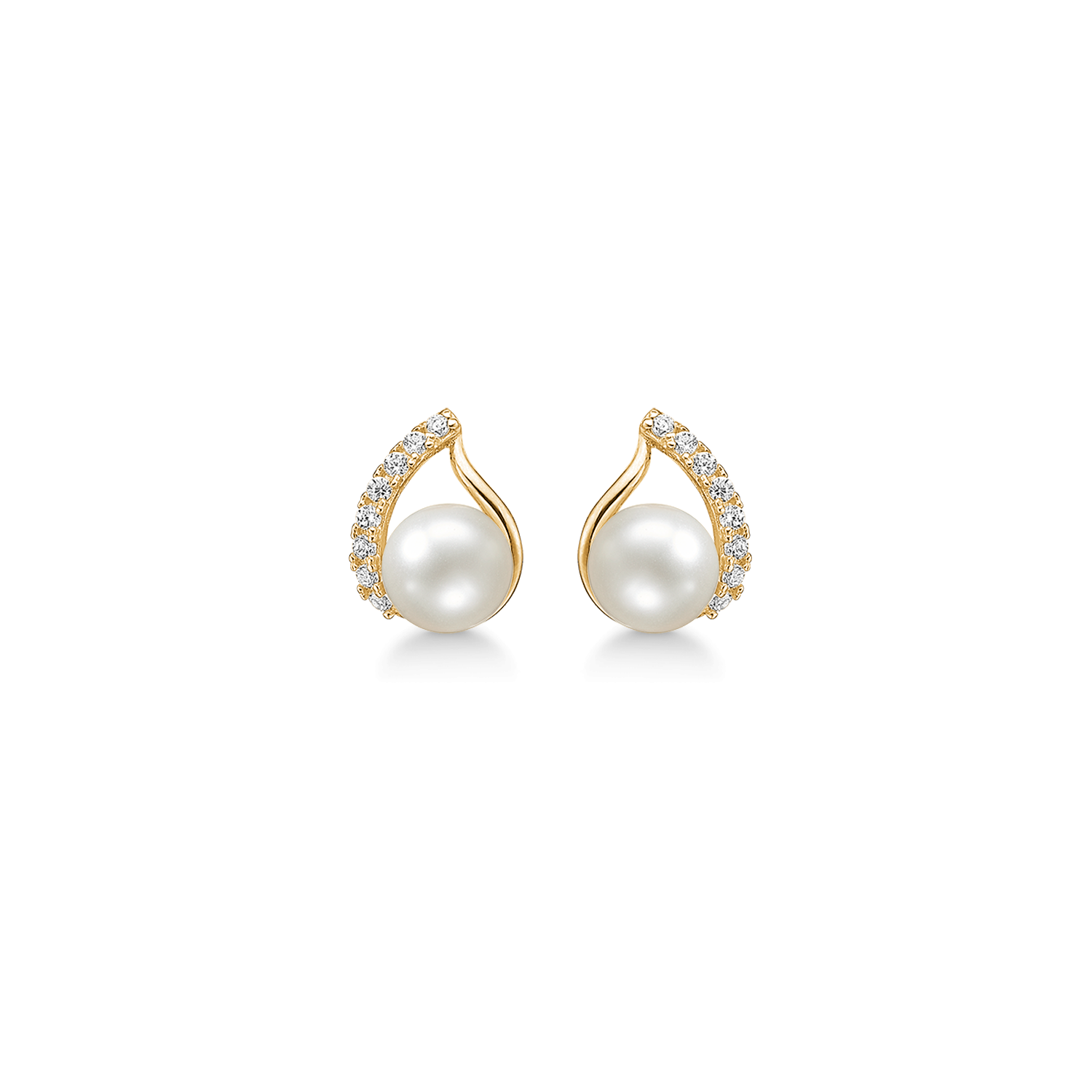 Støvring Design 14kt Guld Ørestik med Ferskvandsperle og Zirkonia 70242867